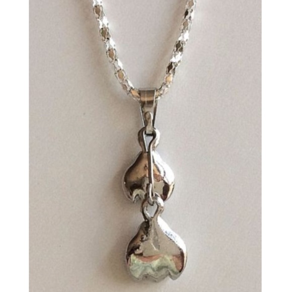 Silver Crystal Ladybug Necklace 20" Insect Mom & Baby Bugs Silver Plated - Picture 6 of 8